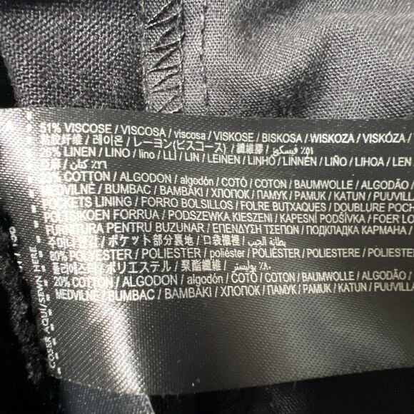 MNG Mango NWT High Waist Wide Leg Linen Blend Pants Womens Size 10 Black Pleated - Picture 9 of 13